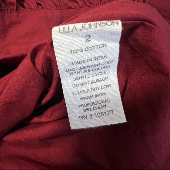 New Ulla Johnson Martine Dress Poplin Bordeaux Bateau Neckline Sz 2 - Picture 6 of 7